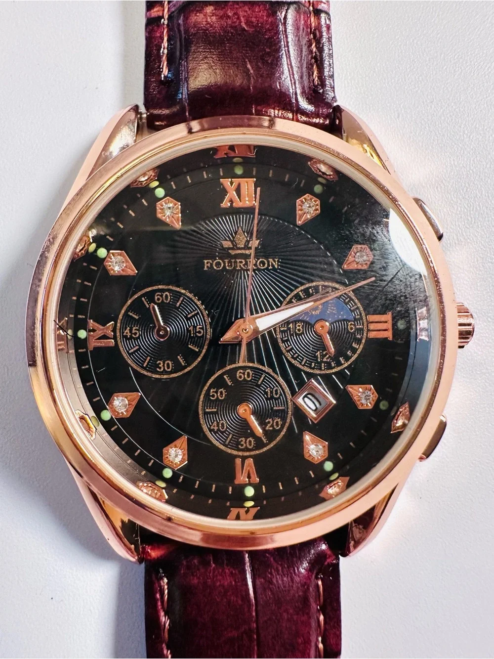 NEW/ FOURRON CHRONOGRAPH WATCH Men’s Watch/Leather Strap UNTESTED